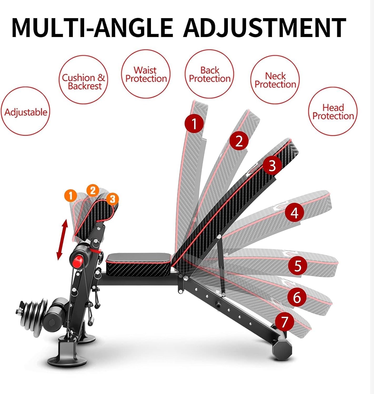 Adjustable weight bench - Practical exercise bench for workouts in the home gym